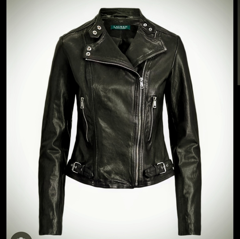 RALPH LAUREN Black Leather Biker Jacket